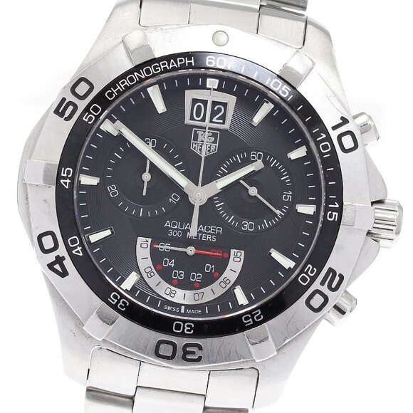 TAG HEUER Aqua racer CAF101A Grand Date black Dial Quartz Men's Watch - Picture 9 of 11